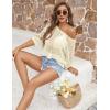 Zeagoo Womens Summer Tops Crochet Sweaters Resort Wear 3/4 Sleeve Hollow Out Knit Tops 2026 Beach Coverup(Apricot)