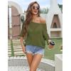 Zeagoo Womens Summer Tops Crochet Sweaters Resort Wear 3/4 Sleeve Hollow Out Knit Tops 2026 Beach Coverup(Army Green)
