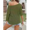 Zeagoo Womens Summer Tops Crochet Sweaters Resort Wear 3/4 Sleeve Hollow Out Knit Tops 2026 Beach Coverup(Army Green)