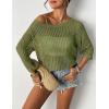 Zeagoo Womens Summer Tops Crochet Sweaters Resort Wear 3/4 Sleeve Hollow Out Knit Tops 2026 Beach Coverup(Army Green)