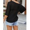 Zeagoo Womens Summer Tops Crochet Sweaters Resort Wear 3/4 Sleeve Hollow Out Knit Tops 2026 Beach Coverup(Black)