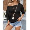 Zeagoo Womens Summer Tops Crochet Sweaters Resort Wear 3/4 Sleeve Hollow Out Knit Tops 2026 Beach Coverup(Black)