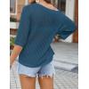 Zeagoo Womens Summer Tops Crochet Sweaters Resort Wear 3/4 Sleeve Hollow Out Knit Tops 2026 Beach Coverup(Cyan)