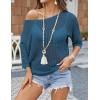 Zeagoo Womens Summer Tops Crochet Sweaters Resort Wear 3/4 Sleeve Hollow Out Knit Tops 2026 Beach Coverup(Cyan)