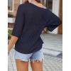 Zeagoo Womens Summer Tops Crochet Sweaters Resort Wear 3/4 Sleeve Hollow Out Knit Tops 2026 Beach Coverup(Deep Blue)