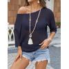 Zeagoo Womens Summer Tops Crochet Sweaters Resort Wear 3/4 Sleeve Hollow Out Knit Tops 2026 Beach Coverup(Deep Blue)