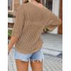 Zeagoo Womens Summer Tops Crochet Sweaters Resort Wear 3/4 Sleeve Hollow Out Knit Tops 2026 Beach Coverup(Khaki)
