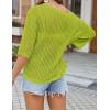 Zeagoo Womens Summer Tops Crochet Sweaters Resort Wear 3/4 Sleeve Hollow Out Knit Tops 2026 Beach Coverup(Lemon)
