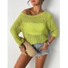 Zeagoo Womens Summer Tops Crochet Sweaters Resort Wear 3/4 Sleeve Hollow Out Knit Tops 2026 Beach Coverup(Lemon)
