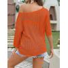 Zeagoo Womens Summer Tops Crochet Sweaters Resort Wear 3/4 Sleeve Hollow Out Knit Tops 2026 Beach Coverup(Orange)
