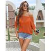 Zeagoo Womens Summer Tops Crochet Sweaters Resort Wear 3/4 Sleeve Hollow Out Knit Tops 2026 Beach Coverup(Orange)