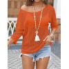 Zeagoo Womens Summer Tops Crochet Sweaters Resort Wear 3/4 Sleeve Hollow Out Knit Tops 2026 Beach Coverup(Orange)