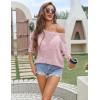 Zeagoo Womens Summer Tops Crochet Sweaters Resort Wear 3/4 Sleeve Hollow Out Knit Tops 2026 Beach Coverup(Pink)