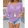Zeagoo Womens Summer Tops Crochet Sweaters Resort Wear 3/4 Sleeve Hollow Out Knit Tops 2026 Beach Coverup(Purple)