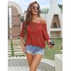 Zeagoo Womens Summer Tops Crochet Sweaters Resort Wear 3/4 Sleeve Hollow Out Knit Tops 2026 Beach Coverup(Red)
