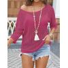 Zeagoo Womens Summer Tops Crochet Sweaters Resort Wear 3/4 Sleeve Hollow Out Knit Tops 2026 Beach Coverup(Rose Red)