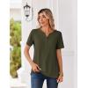 Zeagoo Womens Summer Tops V Neck Short Sleeve Shirts Dressy Casual Blouse Spring Vacation Tshirts Clothes(Army Green)
