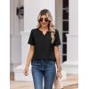 Zeagoo Womens Summer Tops V Neck Short Sleeve Shirts Dressy Casual Blouse Spring Vacation Tshirts Clothes(Black)