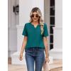 Zeagoo Womens Summer Tops V Neck Short Sleeve Shirts Dressy Casual Blouse Spring Vacation Tshirts Clothes(Blue Green)