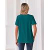 Zeagoo Womens Summer Tops V Neck Short Sleeve Shirts Dressy Casual Blouse Spring Vacation Tshirts Clothes(Blue Green)