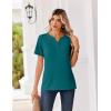Zeagoo Womens Summer Tops V Neck Short Sleeve Shirts Dressy Casual Blouse Spring Vacation Tshirts Clothes(Blue Green)