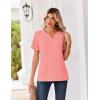 Zeagoo Womens Summer Tops V Neck Short Sleeve Shirts Dressy Casual Blouse Spring Vacation Tshirts Clothes(Coral)