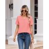 Zeagoo Womens Summer Tops V Neck Short Sleeve Shirts Dressy Casual Blouse Spring Vacation Tshirts Clothes(Coral)