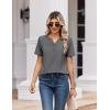 Zeagoo Womens Summer Tops V Neck Short Sleeve Shirts Dressy Casual Blouse Spring Vacation Tshirts Clothes(Grey)