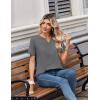 Zeagoo Womens Summer Tops V Neck Short Sleeve Shirts Dressy Casual Blouse Spring Vacation Tshirts Clothes(Grey)