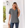 Zeagoo Womens Summer Tops V Neck Short Sleeve Shirts Dressy Casual Blouse Spring Vacation Tshirts Clothes(Grey)