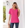 Zeagoo Womens Summer Tops V Neck Short Sleeve Shirts Dressy Casual Blouse Spring Vacation Tshirts Clothes(Hot Pink)