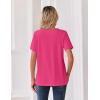 Zeagoo Womens Summer Tops V Neck Short Sleeve Shirts Dressy Casual Blouse Spring Vacation Tshirts Clothes(Hot Pink)