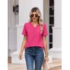 Zeagoo Womens Summer Tops V Neck Short Sleeve Shirts Dressy Casual Blouse Spring Vacation Tshirts Clothes(Hot Pink)