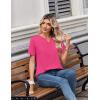 Zeagoo Womens Summer Tops V Neck Short Sleeve Shirts Dressy Casual Blouse Spring Vacation Tshirts Clothes(Hot Pink)