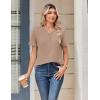 Zeagoo Womens Summer Tops V Neck Short Sleeve Shirts Dressy Casual Blouse Spring Vacation Tshirts Clothes(Khaki)