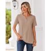 Zeagoo Womens Summer Tops V Neck Short Sleeve Shirts Dressy Casual Blouse Spring Vacation Tshirts Clothes(Khaki)