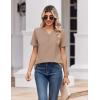 Zeagoo Womens Summer Tops V Neck Short Sleeve Shirts Dressy Casual Blouse Spring Vacation Tshirts Clothes(Khaki)