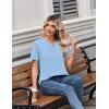 Zeagoo Womens Summer Tops V Neck Short Sleeve Shirts Dressy Casual Blouse Spring Vacation Tshirts Clothes(Light Blue)