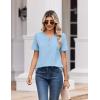 Zeagoo Womens Summer Tops V Neck Short Sleeve Shirts Dressy Casual Blouse Spring Vacation Tshirts Clothes(Light Blue)