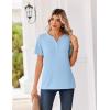Zeagoo Womens Summer Tops V Neck Short Sleeve Shirts Dressy Casual Blouse Spring Vacation Tshirts Clothes(Light Blue)