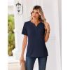 Zeagoo Womens Summer Tops V Neck Short Sleeve Shirts Dressy Casual Blouse Spring Vacation Tshirts Clothes(Navy Blue)