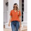 Zeagoo Womens Summer Tops V Neck Short Sleeve Shirts Dressy Casual Blouse Spring Vacation Tshirts Clothes(Orange)