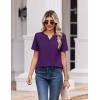 Zeagoo Womens Summer Tops V Neck Short Sleeve Shirts Dressy Casual Blouse Spring Vacation Tshirts Clothes(Purple)