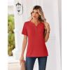 Zeagoo Womens Summer Tops V Neck Short Sleeve Shirts Dressy Casual Blouse Spring Vacation Tshirts Clothes(Red)