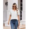 Zeagoo Womens Summer Tops V Neck Short Sleeve Shirts Dressy Casual Blouse Spring Vacation Tshirts Clothes(White)