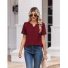 Zeagoo Womens Summer Tops V Neck Short Sleeve Shirts Dressy Casual Blouse Spring Vacation Tshirts Clothes(Wine Red)