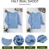 Zeagoo Womens Sweaters Cute Long Sleeve Off The Shoulder Pullover Tops Hollow Out Crochet Dressy Casual Outfits(A-baby Blue)