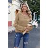 Zeagoo Womens Sweaters Cute Long Sleeve Off The Shoulder Pullover Tops Hollow Out Crochet Dressy Casual Outfits(A-khaki)