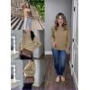 Zeagoo Womens Sweaters Cute Long Sleeve Off The Shoulder Pullover Tops Hollow Out Crochet Dressy Casual Outfits(A-khaki)