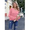Zeagoo Womens Sweaters Cute Long Sleeve Off The Shoulder Pullover Tops Hollow Out Crochet Dressy Casual Outfits(A-light Pink)